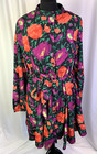 Missguided Shirt Dress 'Godet' Belted Black Bright Floral Women's UK12 New C1745