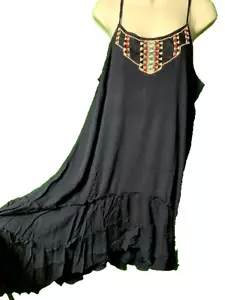 Lane Bryant summer dress 18/20 - beaded - adjustable straps - lined - ruffles - Picture 1 of 12