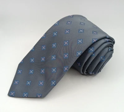 Corbata de jacquard geométrica Envoy para hombre gris azul blanco rosa Foto 1 de 4