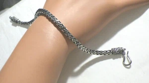 STERLING VINTAGE BRAIDED BRACELET HOOK CLOSURE 7.5" LONG - Picture 1 of 5