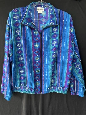 Chaqueta cortavientos Erin London vintage colorida años 80’s para mujer talla grande Foto 1 de 4