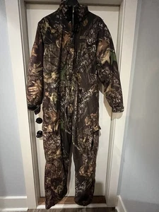 Field & Stream Mossy Oak Camo Insulated Hydro Proof Hunting Coveralls Bib Mens L - Picture 1 of 13