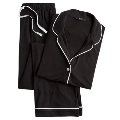 J. Conjunto de pijama de manga larga Crew Eco Dreamiest negro blanco talla mediana Foto 1 de 4