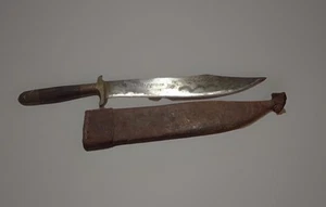 WWll Philippines Bowie Knife 14" With 8¾" Blade With Original leather Sheath. - Picture 1 of 19