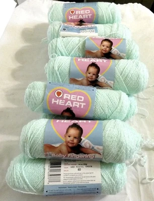Vintage Red Heart Baby Fingering Yarn 1.75 Oz each Baby Pastel Green 13 Skeins - Image 1 of 4