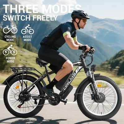 ORLMS двойной мотор E-Bike 60V 25Ah электрический велосипед 38MPh взрослых 26» толстая шина США - Изображение 1 из 4
