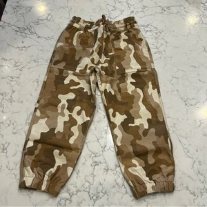 NWOT Lands End Brown Tan Camo Print Youth Elastic Waist Jogger Pants XS 4/5 - Picture 1 of 5