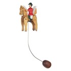 Schaukelfigur braunes Pferd mit roter Reiter 29cm Reittier Trabreiter Pferdelaul