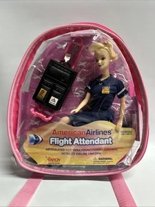 American Airlines Flight Attendant Articulated 11.5” Doll By DARON ~ In Backpack - Picture 1 of 7