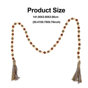1Pc Halloween Decoration Wooden Beads Hemp Rope Tassel Decor for Home (Beige) - Picture 1 of 10