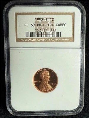 1992 S LINCOLN CENT PROOF 1C PF69 RD ULTRA CAMEO NGC UCAM DCAM PR69 SKU 3745 - Image 1 of 2