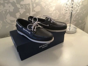 Sebago Dockside Portland Waxed leather boat shoes comfort lace up navy blue BNIB - Imagen 1 de 7