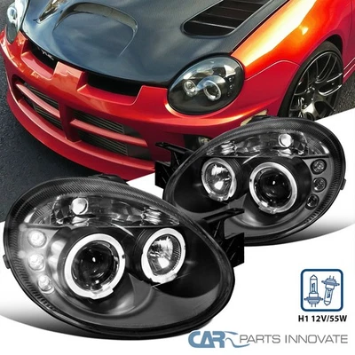 Fits 03-05 Dodge Neon SRT4 SRT-4 Replacement LED Halo Projector Headlights Black - Image 1 of 4