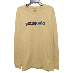 Patagonia Tan Long Sleeve Crew Neck Pacific Iron Works T-Shirt Mens Size XXL - Picture 1 of 6