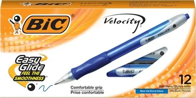 BIC Velocity 可伸缩圆珠笔,中尖 (1.0 毫米),蓝色墨水笔, — 第 1/2 张图片
