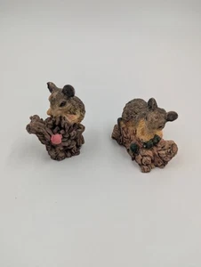 Set of 2 Vintage Castagna Field Mice Mouse Figurines Logs Acorns Italy - Picture 1 of 13