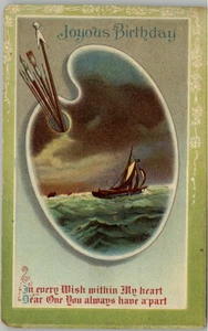 Cartolina compleanno gioioso in ogni desiderio nel mio cuore pubblicata 1911 maggiordomo Ohio - Foto 1 di 2