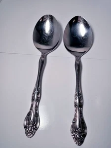2 Vintage Imperial International Kingsley Large Serving Spoons Stainless 8.25" - Picture 1 of 3