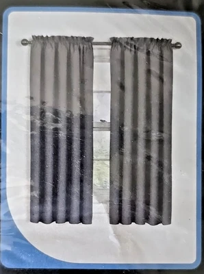2 Eclipse Thermaback Rod Pocket Black Out Panels 42"x63" Pewter Curtains - Image 1 of 3