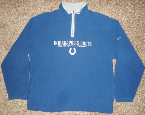 Indianapolis Colts NFL Football Blue Fleece Pullover Sweater Large Mens Reebok * Cover