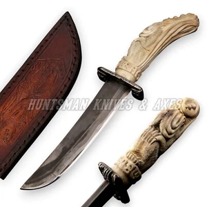 Custom Made Hand Forged carbon+Meteorite Mini Sword with Cthulhu carved Handle - Picture 1 of 20