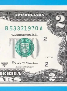 B 5333 1970 A : TRAILING YEAR 1970 $2 Two Dollar Bill Serial Number - Picture 1 of 3