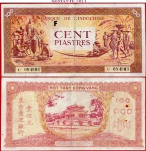 FRENCH INDOCHINA 100 PIASTRES nd 1942/45 P 66 VF++ free shipping from 100$ - Picture 1 of 6
