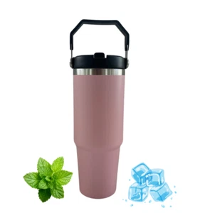 Tumbler With Handle Straw Insulated 40 Oz, Stainless Steel Spill Proof Vacuum Co - Picture 1 of 4