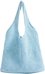 Crochet Tote Bag, Women Summer Aesthetic Mesh Beach Bags, Girls Hobo Bags Y2k - Picture 1 of 5