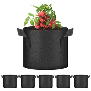 5-Pack 3 Gallon Grow Bags Aeration Nonwoven Fabric Plant Pots with Handles He... - Picture 1 of 7