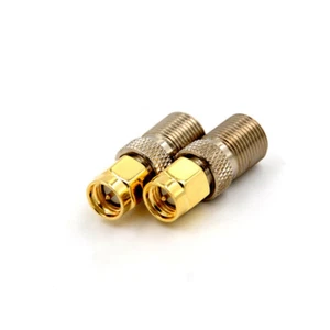 F Female Jack to SMA Male Plug Straight RF Coax Coaxial Connector Adapter S.Z0 - Zdjęcie 1 z 6