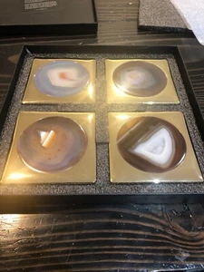 Posavasos Circulo Gold Anna de RabLabs mármol natural dorado nuevos en caja blanco azul - Imagen 1 de 11