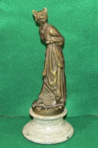 Vintage Egyptian Bastet Baast Bronze Statue Marble Base 10" Heavy Rare HTF - Picture 1 of 21