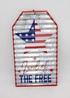 NEU Americana USA Flagge 9x15" Gott segne Amerika Metall patriotisches Zeichen Stern silber