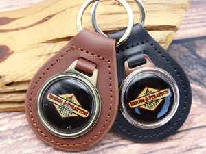 NEW RARE Vtg 1970s BRIGGS & STRATTON MOTOR ENGINE Leather Key Chain Ring Fob NOS - Picture 1 of 7