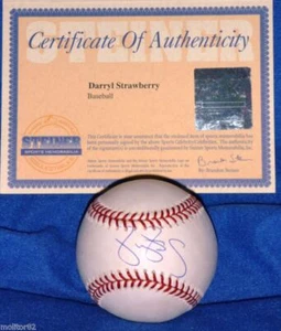 NEW YORK NY METS YANKEES DARRYL STRAWBERRY AUTOGRAPHED AUTO BASEBALL STEINER COA - Picture 1 of 4