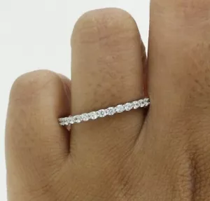 Full Eternity 0.85 Ct Round Natural Diamond 14K Gold Engagement Band Ring Size 7 - Picture 1 of 12