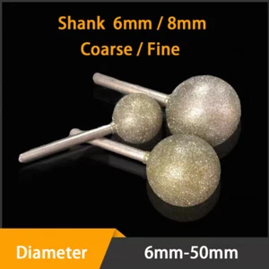 Ball Diamond Grinding Heads Polishing Burr Grinding 6mm Shank Coarse Fine Grit - Picture 1 of 4