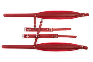 Accordion Shoulder Straps New Quality Genuine Leather 120,140 Bass Red Belts - Picture 1 of 7