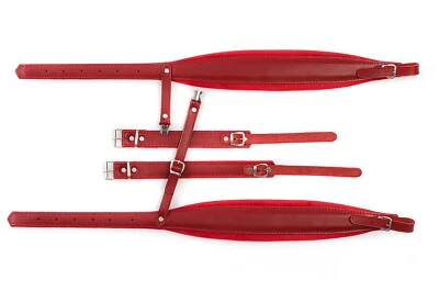 Accordion Shoulder Straps New Quality Genuine Leather 120,140 Bass Red Belts - Image 1 of 4