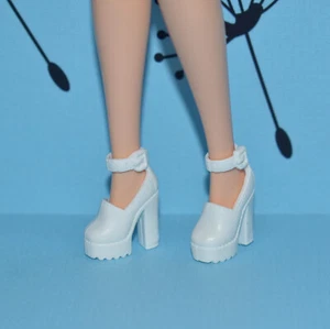 Barbie Closed Toe White Chunky Platform High Heels Shoes Pumps w/ Ankle Straps - Picture 1 of 4