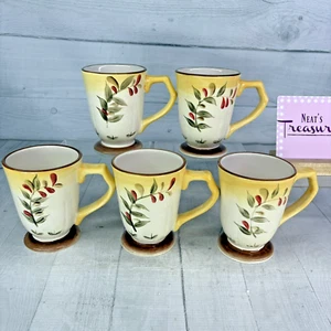 Better Homes & Gardens TUSCAN RETREAT Stoneware Footed 14oz Mugs Cups Set of 5 - Picture 1 of 15