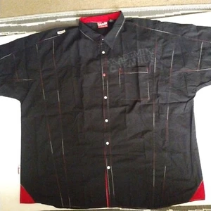 AKADEMIKS Embroidered Chain Stitch Jeanius Shirt 5XL Black Vtg - Picture 1 of 9
