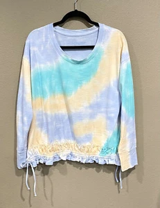 Soft Surroundings Sz Small Tie Dye Sweatshirt Pullover Sweater Ruffle Multicolor - Picture 1 of 6
