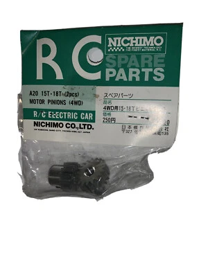 NICHIMO RC A20 15T TO 18T 2PC MOTOR PINIONS 4WD NEW Vintage RC SPARE PARTS - Image 1 of 3