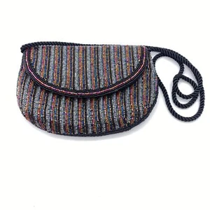 Borsa a tracolla pochette vintage Geromes arcobaleno perline hong kong - Foto 1 di 6