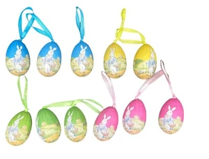 Set 11 Hase Kaninchen Seidenpapier Schaumstoff Osterschmuck Vintage Design Baumband - Bild 1 von 14