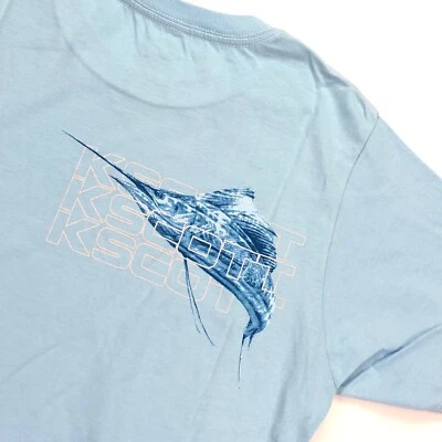 NEW KScott HUK Men's Light On Sail Sailfish T-Shirt Light Blue • Small - Image 1 of 4