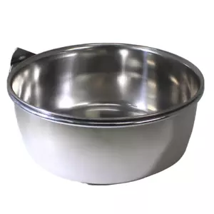 800123 Stainless Steel 30 oz Cage Coop Clamp Bolt Cup Bird Dog Food Water Bowl - Picture 1 of 4
