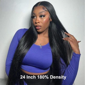 13x4 Transparent Lace Frontal Human Hair Wig For Women Pre Plucked 180% Density - Picture 1 of 15
